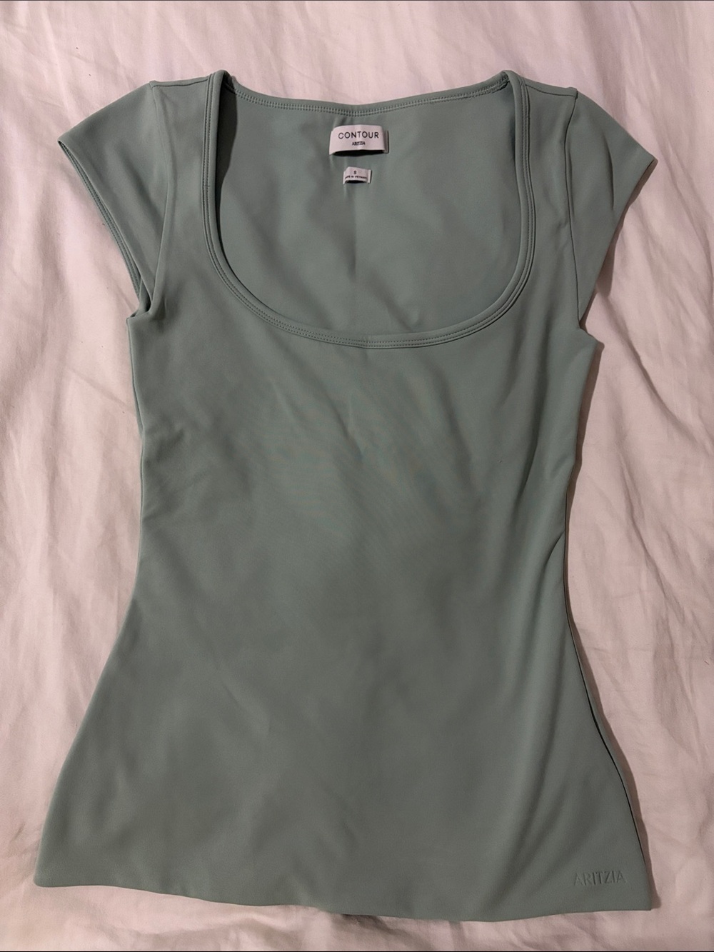 Aritzia Mint Contour Short Sleeve Top